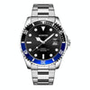 OCHSTIN 7019E Multifunctional Quartz Waterproof Luminous Steel Strap Men Watch(Black Blue+Silver)