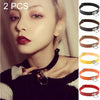 2 PCS Harajuku Punk Style Rivets Heart Lock Collar Fashion Trendy Leather Necklace, Random Color Delivery