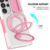For Samsung Galaxy S24 Ultra 5G Sliding Camshield MagSafe Holder TPU Hybrid PC Phone Case(Pink White)
