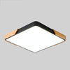 Wood Macaron LED Square Ceiling Lamp, Stepless Dimming, Size:30cm(Black)