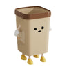 Cute Square Trash Can Household Living Room Bathroom Garbage Bin, Style: 7L Standing Brown