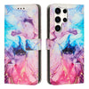 For Samsung Galaxy S25 Ultra 5G Painted Marble Pattern Leather Phone Case(Pink Purple)