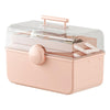Cosmetics Storage Box Plastic Anti -Dust Transparent Desktop Medicine Box XL Cream Color