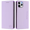 For iPhone 11 Pro Max RC01 Dual-Folded Magnetic Suction RFID Leather Phone Case(Light Purple)