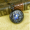 Classical Mechanical Pocket Watch Large Retro Gear Embossed Hollow Pocket Watch(Black)