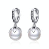 Round Shell Bead Earrings Simple Ladies Silver Earrings