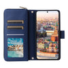For Samsung Galaxy A24 Nine-card Slots Zipper Wallet Bag Leather Phone Case(Blue)