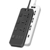 T14 2m 2500W 3 Plugs + 3-USB Ports Multifunctional Socket With Switch, Specification: US Plug (Black)