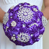 Wedding Holding Pearl Diamond Flowers Bridal Bouquet Accessories Bridesmaid Rhinestone Party Wedding Decoration Supplies, Diameter: 20cm(Purple)