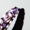 Gold Velvet Headband High-end Color Full Rhinestone Handmade Wide-brimmed Headband(Purple Pink)