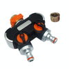 Garden Irrigation And Watering One Pass Two Faucet Water Divider With Copper Adapter