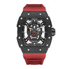 BAOGELA 224141 Hollow Skull Luminous Sports 304 Stainless Steel Silicone Men Watch(Black Shell Black Face Red Belt)