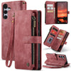 For Samsung Galaxy S25+ 5G CaseMe C30 Card Slots Zipper Wallet Leather Phone Case(Red)