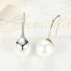 Women Sterling Silver Earrings Temperament Shell Beads Pearl Earrings, Color:White