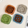 Slow Feed Pet Bowl, Grey, Square, Anti-Gulping Dog & Cat Bowl
