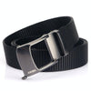 AWMN Men Nylon Cutout Automatic Buckle Toothless Belt, Length: 120cm(Black)