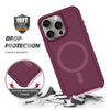For iPhone 14 Pro Shockproof MagSafe Armor PC Hybrid TPU Phone Case(Wine Red+Light Pink)