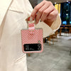 For Samsung Galaxy Z Flip4 5G Sparkling Diamond Rhombus PC Phone Case with Ring(Pink)