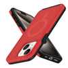 For iPhone 14 Plus Shockproof MagSafe Armor PC Hybrid TPU Phone Case(Red+Black)