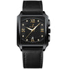BINBOND B4143 Rectangular Outdoor Men Waterproof Quartz Watches(Black Leather-Black Steel-Gold)