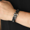 Simple Skull Leather Bracelet Personalized Trendy Street Hand Jewelry(Black)