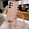 For Samsung Galaxy S24 FE 5G Liquid TPU Card Bag Four Corner Shockproof Phone Case(Pink)