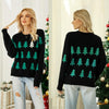 Women Pullover Jacquard Christmas Tree Knitwear Long Sleeve Knit Sweater, Size: S(Red)