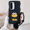 For Samsung Galaxy A36 5G / A56 Cartoon Sausage Mouth TPU Phone Case with Bead Chain(Black)
