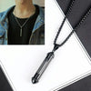 OPK 1573 Men Classic Cylindrical Openable Perfume Bottle Pendant Necklace, Style:Pendant+Chain, Color:Black