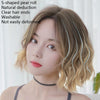 Wigs Women Full Top Short Curly Hair Simulation Chemical Fiber Headgear Natural Lifelike Short Round Face(Light Tea Gradient 32CM)