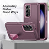 For Samsung Galaxy S24+ / S25+ 5G Rugged PC Hybrid Silicone Phone Case with Holder(Purple+Pink)