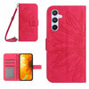 For Samsung Galaxy A26 5G Skin Feel Sun Flower Embossed Flip Leather Phone Case with Lanyard(Rose Red)