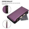 For Samsung Galaxy A22 5G / A22s / F42 Magnetic Closure Nine Card Slots Zipper Leather Case with Hand Strap(Purple)