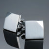 Laser Metal Brass Men Shirt Cufflinks, Color: Silver block