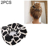 2 PCS Velvet Leopard Hair Ring Gold Velvet Headband Flannel Hair Band Hairball Hair Pocket Flower( Black and White Geometry)
