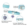 Blue PU Leather Dog Collar & Lead with Heart Pendant - Small