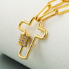 Brass Micro-inlaid Zircon Delicate Clavicle Chain Cross Pendant Necklace(Girl)