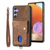 For Samsung Galaxy S25 5G Retro Card Wallet Fold Leather Phone Case with Strap(Brown)