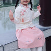 Girls Chinese Style Embroidery Top + Skirt Set Tunic Clothing, Size:140cm(Green Top + Pink Skirt)