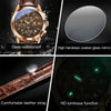 OLEVS 2872 Men Three Eyes Six Needles Chronograph Waterproof Quartz Watch(Coffee + Rose Gold)