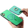 For Samsung Galaxy A05 Retro Cross Leather Ring Vertical Insert Card Bag MagSafe Phone Case(Green)
