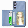 For Samsung Galaxy S25 5G Carbon Fiber Magnetic Card Wallet RFID Blocking Phone Case(Blue)