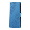 For Samsung Galaxy A54 5G Rose Flower Embossed 3-Card Slots Leather Phone Case(Blue)