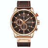 CURREN M8291 Chronograph Watches Casual Leather Watch for Men(Rose case coffee face)