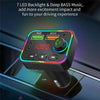 PDF4 PD 25W Fast Car Charger with Hands-Free Calls FM Transmitter 7-Color Led Lights MP3 Player