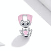 S925 Sterling Silver Pink Robot Beads DIY Bracelet Necklace Accessories