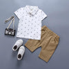 Boy Print Polo Shirt + Shorts Set, Size:100cm(White)
