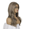 Women Mid-Point Mid-Length Curly Wig Chemical Fiber Headgear(Linen Brown + Light Gold)