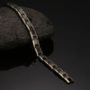Europe and America Style Fashion Men Jewelry Stainless Steel + Gold-mounted Plating Magnetic Health Bracelet, Size: 12mm*22cm (Black+Gold)
