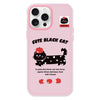 For iPhone 11 Pro Max Skin Feeling Jelly TPU Hybrid PC Phone Case(Apple Black Cat Pink)
